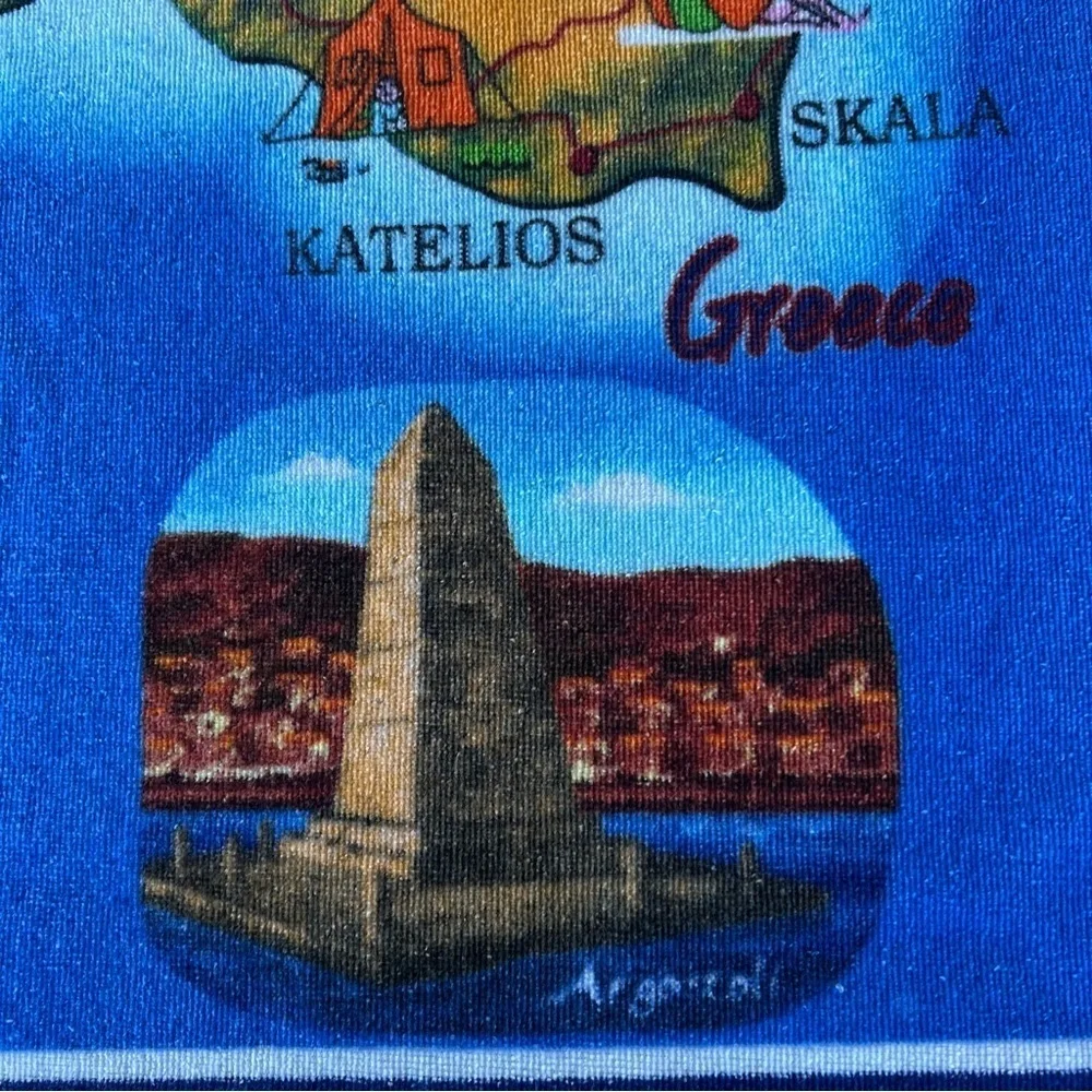 Kefalonia Greece Island Map Beach Towel Greek Key 100% Cotton 30x57 Souvenir